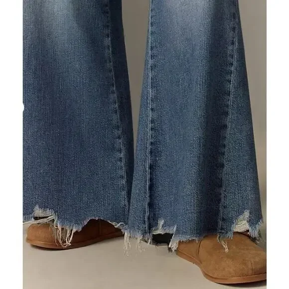 Anthropologie PILCRO The Adi High-Rise Flare Jean Wide Leg Size 30 Raw Hem - Picture 15 of 15